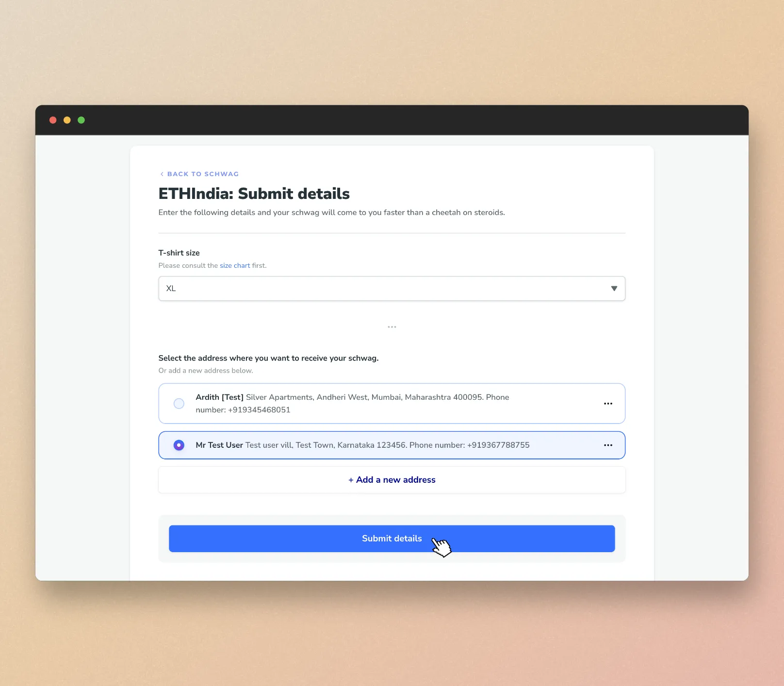 Shipping form
